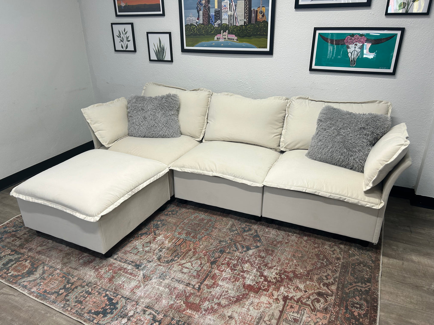 4-Pc Modular Cream Sectional