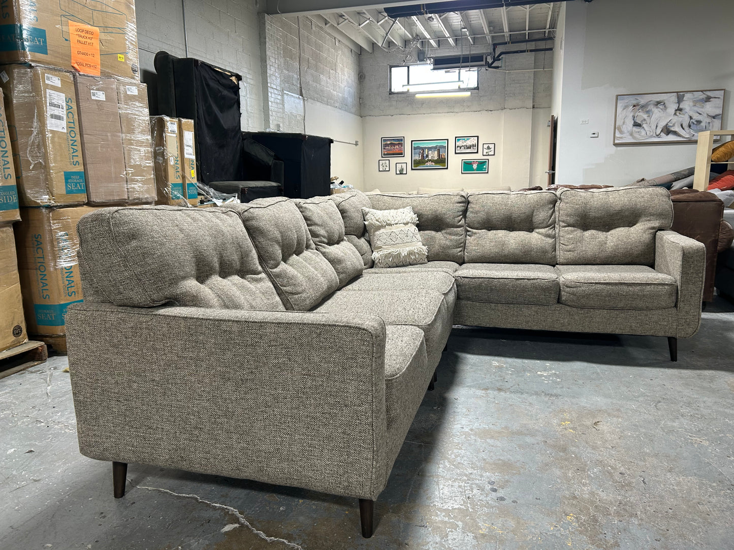 3-Pc Taupe MCM Sectional