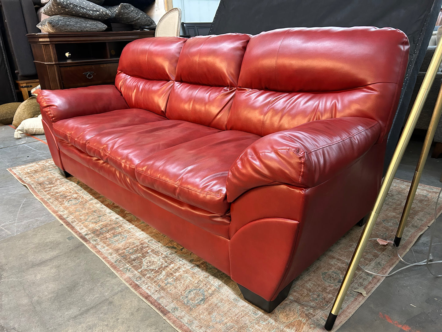 Contemporary Red Leather Sofa