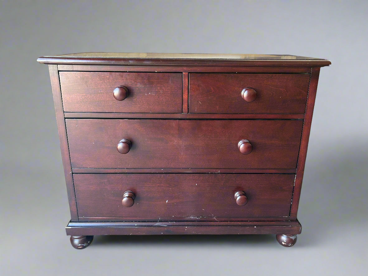 Contemporary Cherry Wood 4-Drawer Dresser