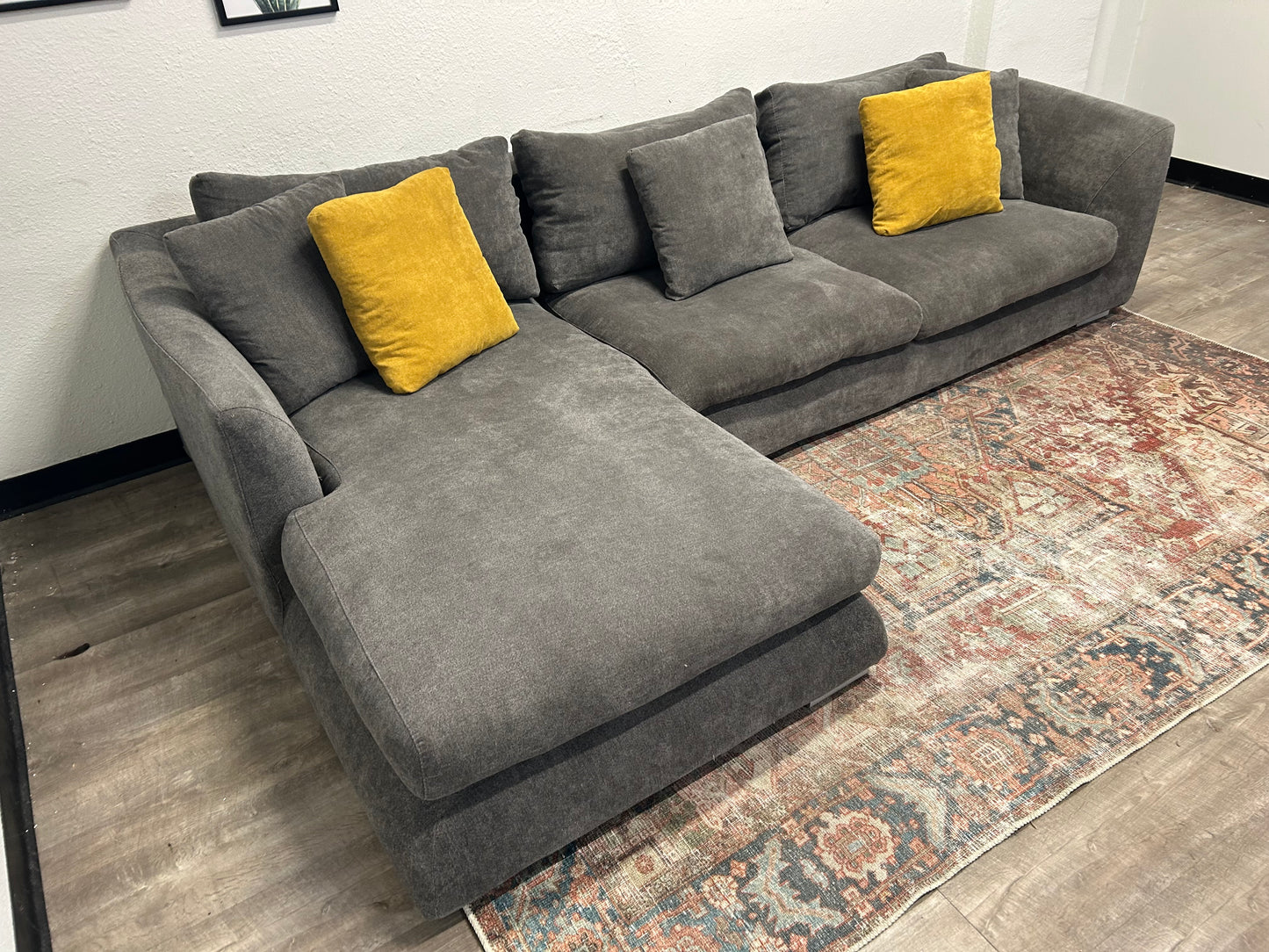 Mario Capasa Gray Feathers Collection Chaise Sectional