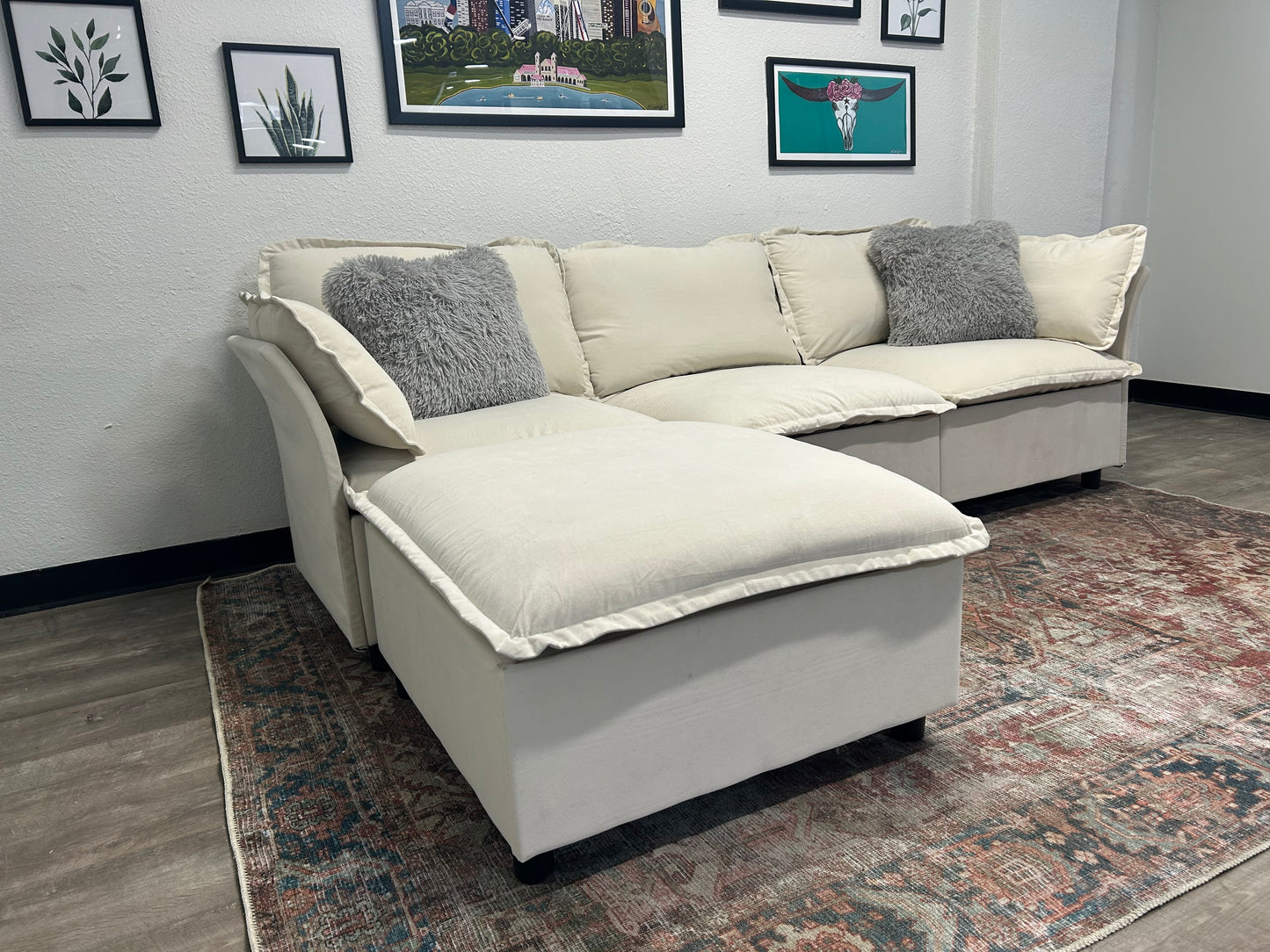 4-Pc Modular Cream Sectional