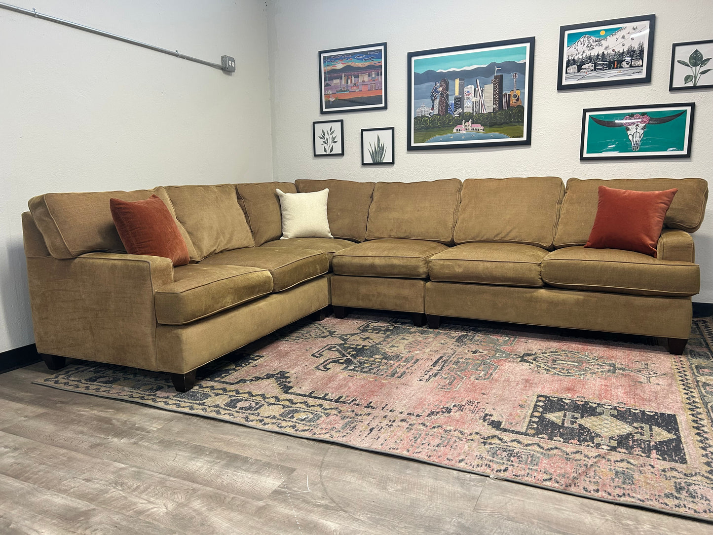 DESIGNER BRAND Joe Ruggiero Collection Modular Beige L-Shaped Sectional