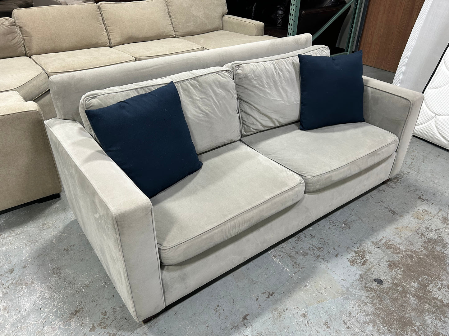 West Elm Sky Grey Velvet 76” Henry Sofa