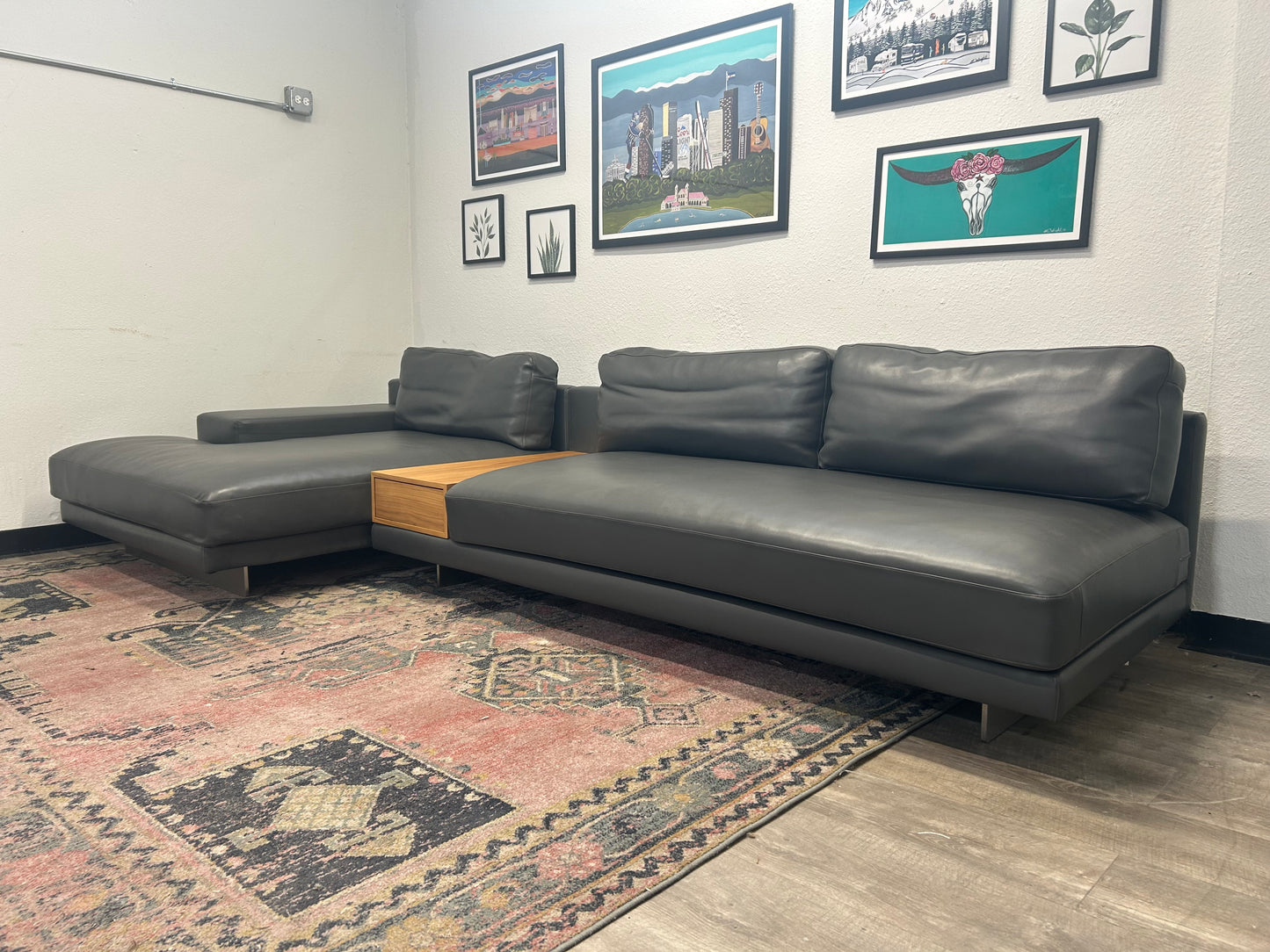 Rove Concepts Dark Gray Leather Dresden Sectional