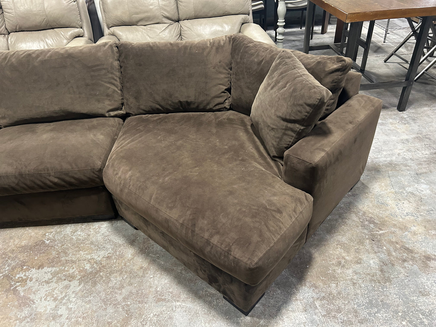 Room & Board Dark Brown Velvet Cuddler Sectional