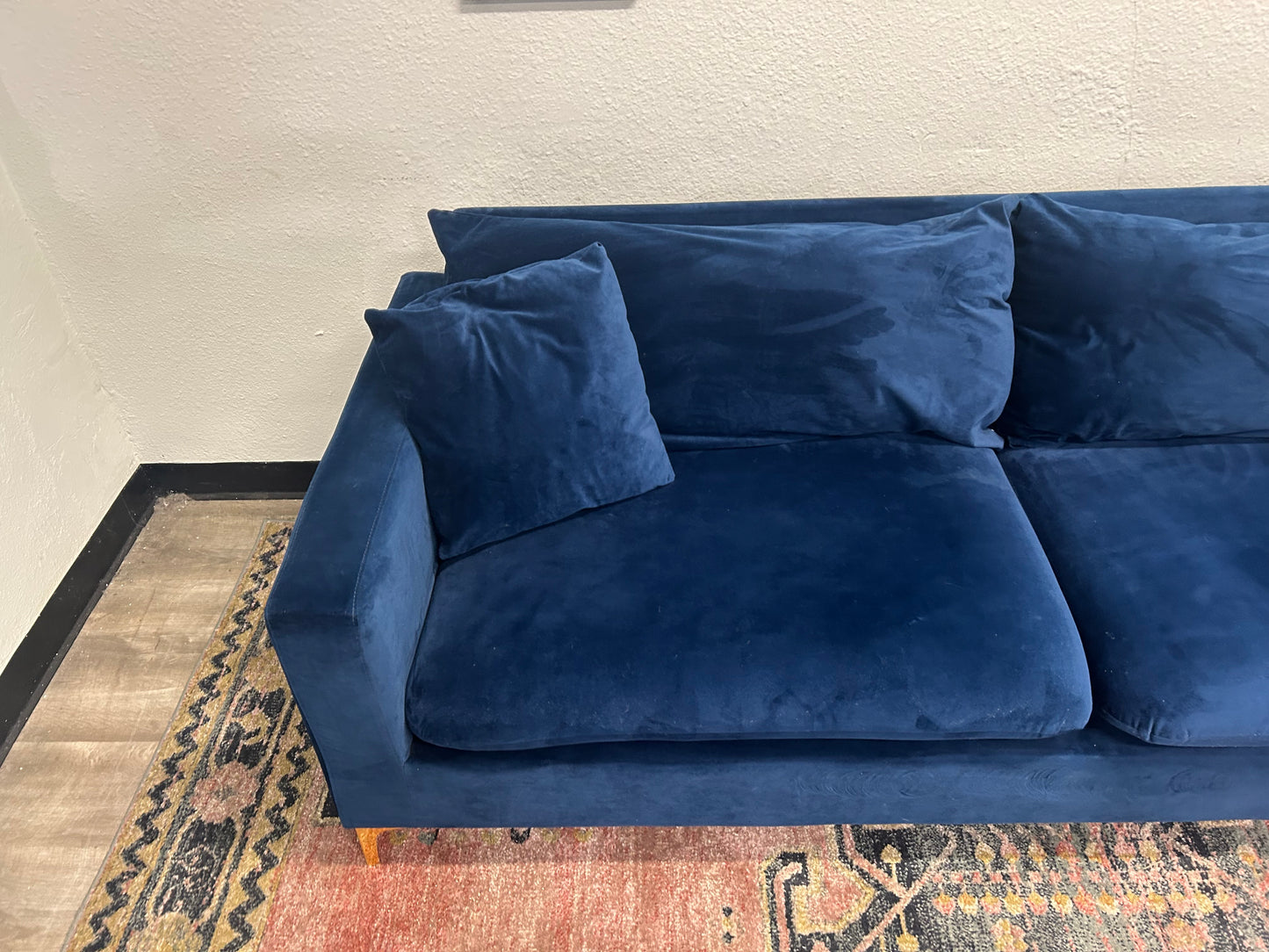 Dark Blue Velvet MCM Sofa