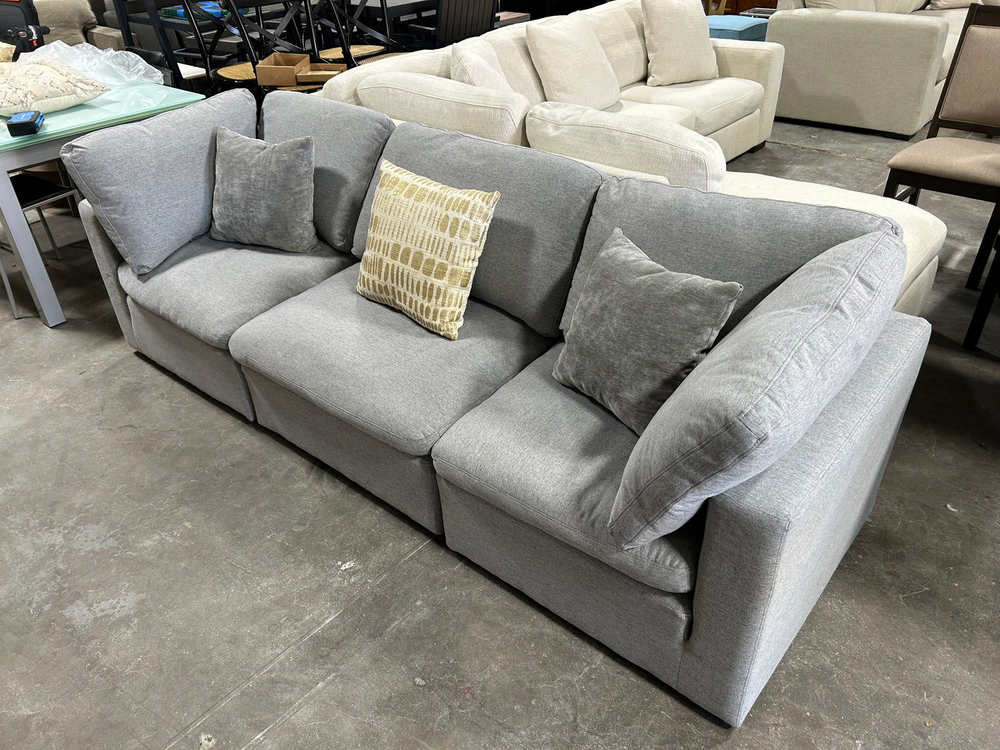 3-Pc Modular Light Gray Cloud Sofa