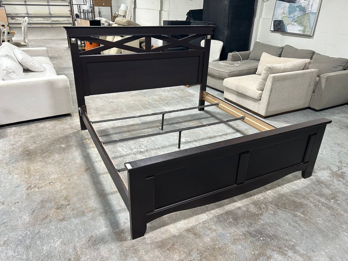 Dark Brown King-Size Bed Frame