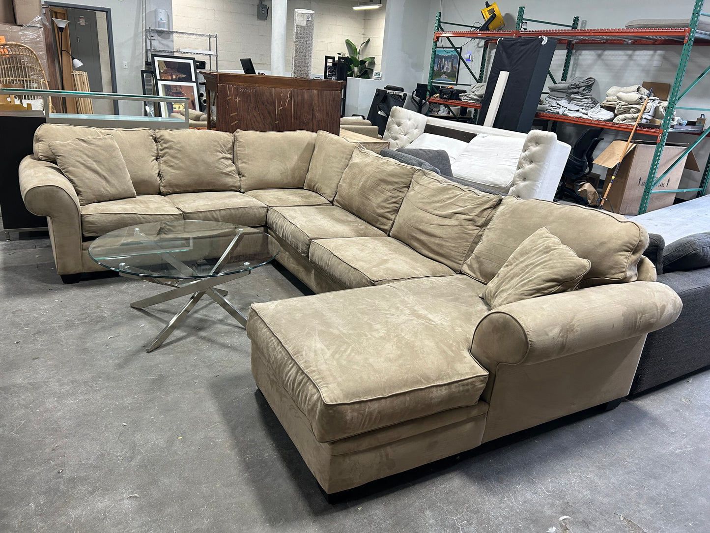 Jonathan Louis Large 3-Pc Brown Chaise Sectional