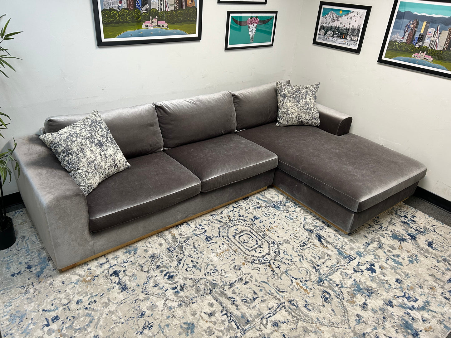 Gray Velvet Rove Concepts Noah Sectional