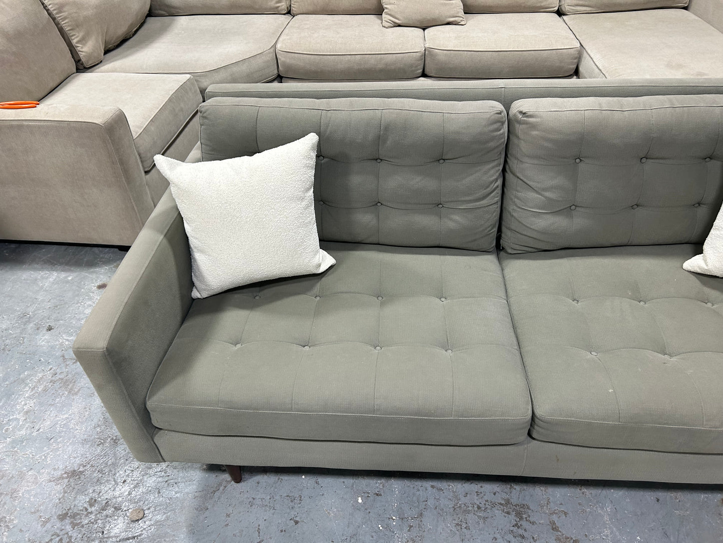 Crate & Barrel Sage Green 76” Petrie Sofa
