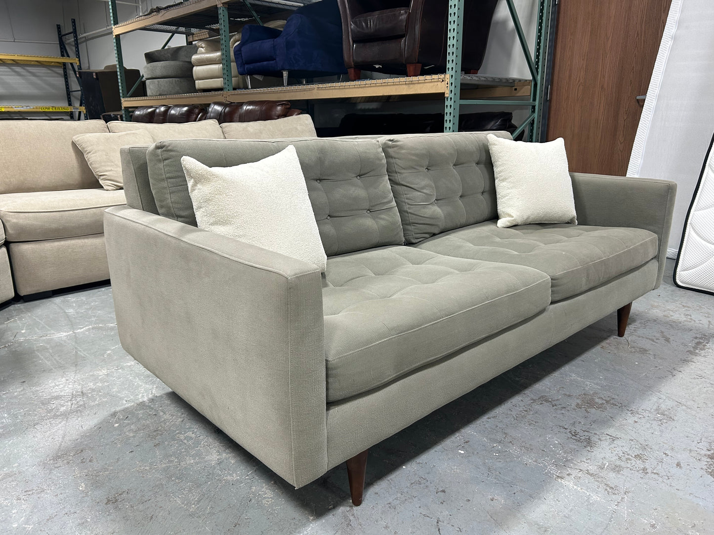 Crate & Barrel Sage Green 76” Petrie Sofa