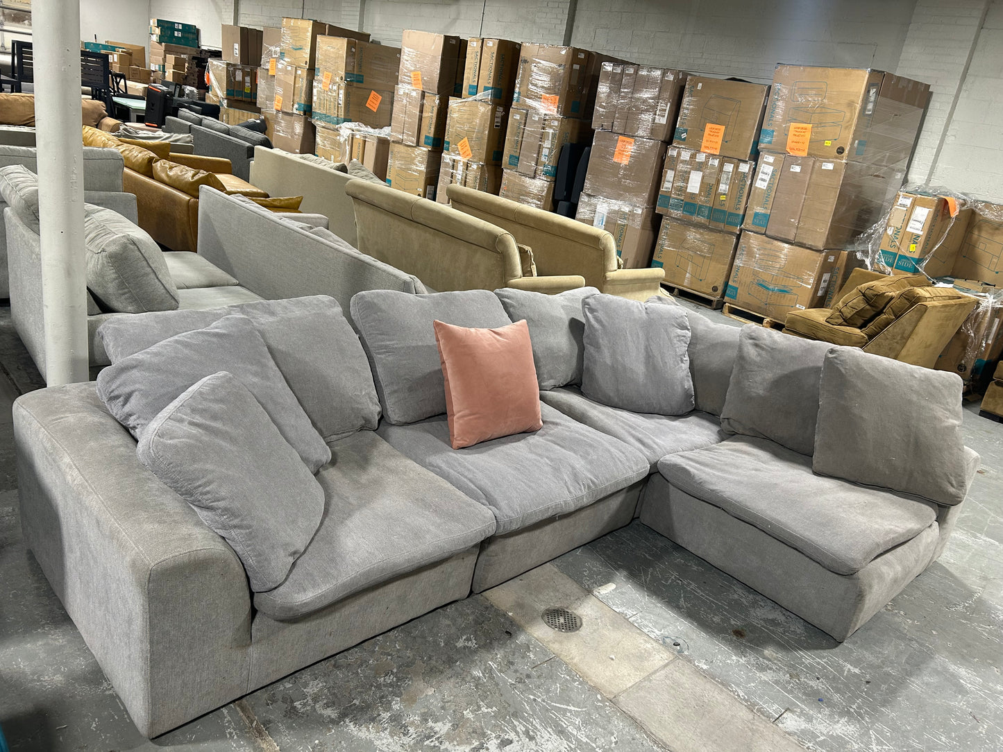 4-Pc Modular Light Grey Cloud Sectional