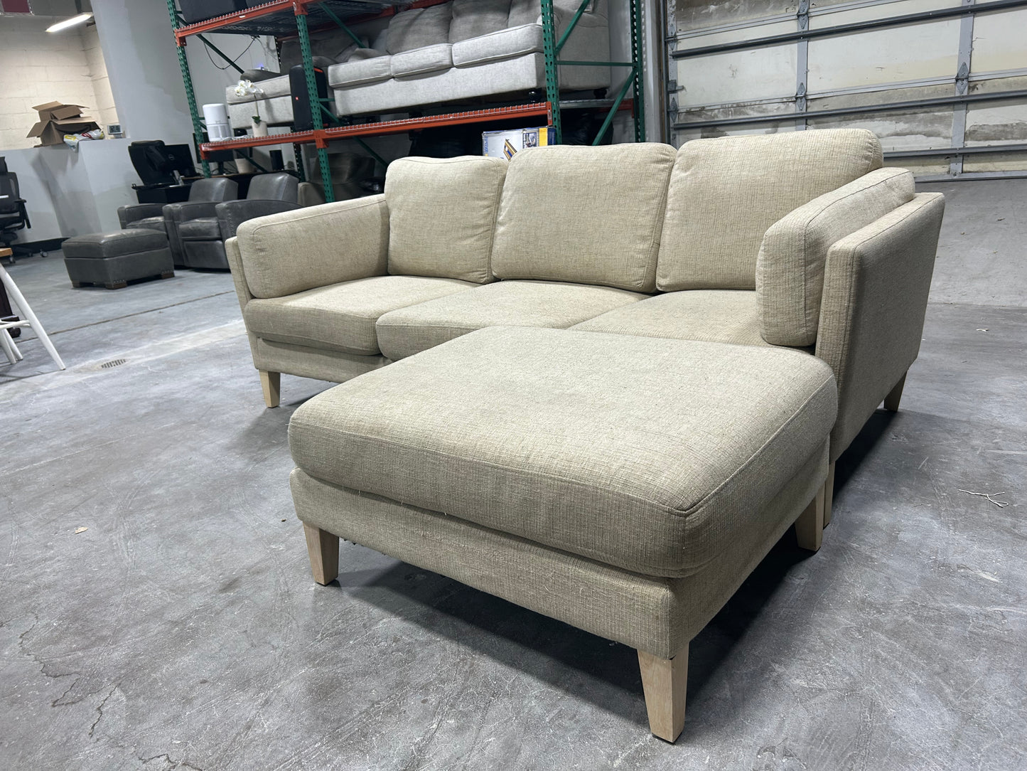 Beige World Market MCM Reversible Chaise Sectional