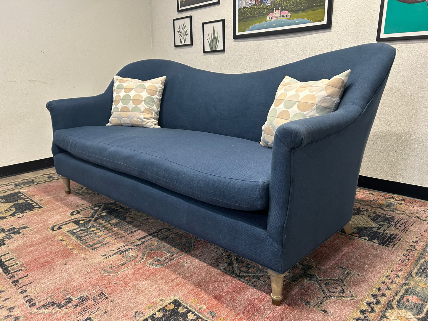 Anthropologie Blue 82” Pied-A-Terre Sofa