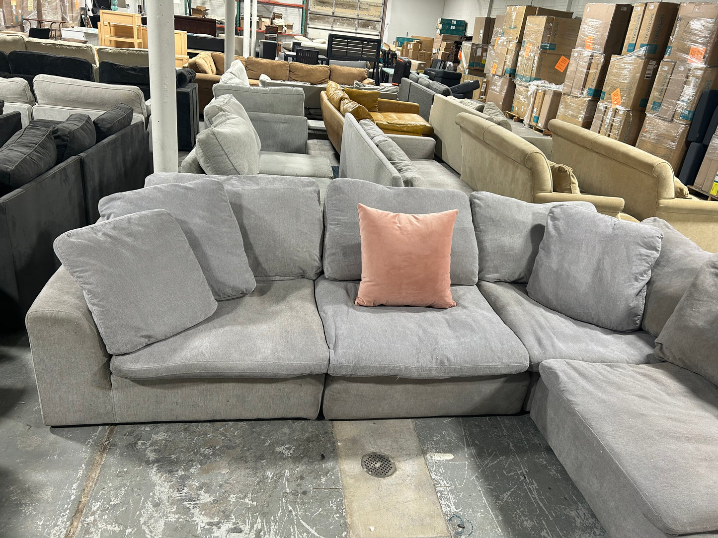 4-Pc Modular Light Grey Cloud Sectional