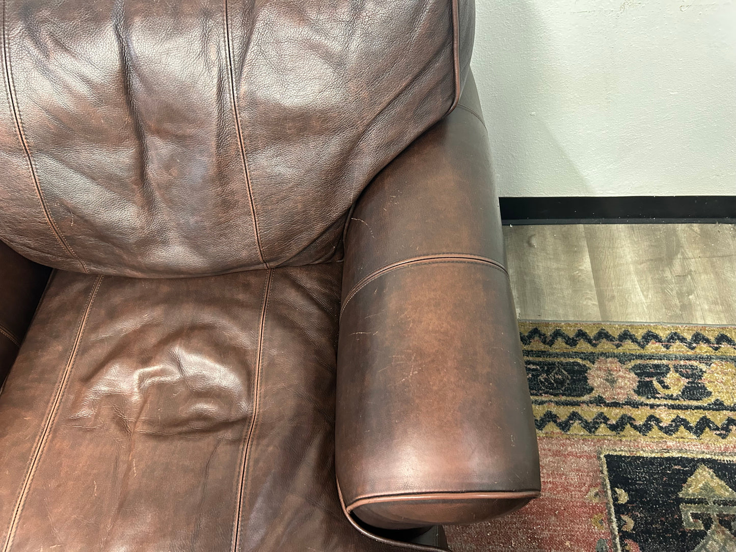 Arhaus Brown Leather Hadley Sofa & Chair Set