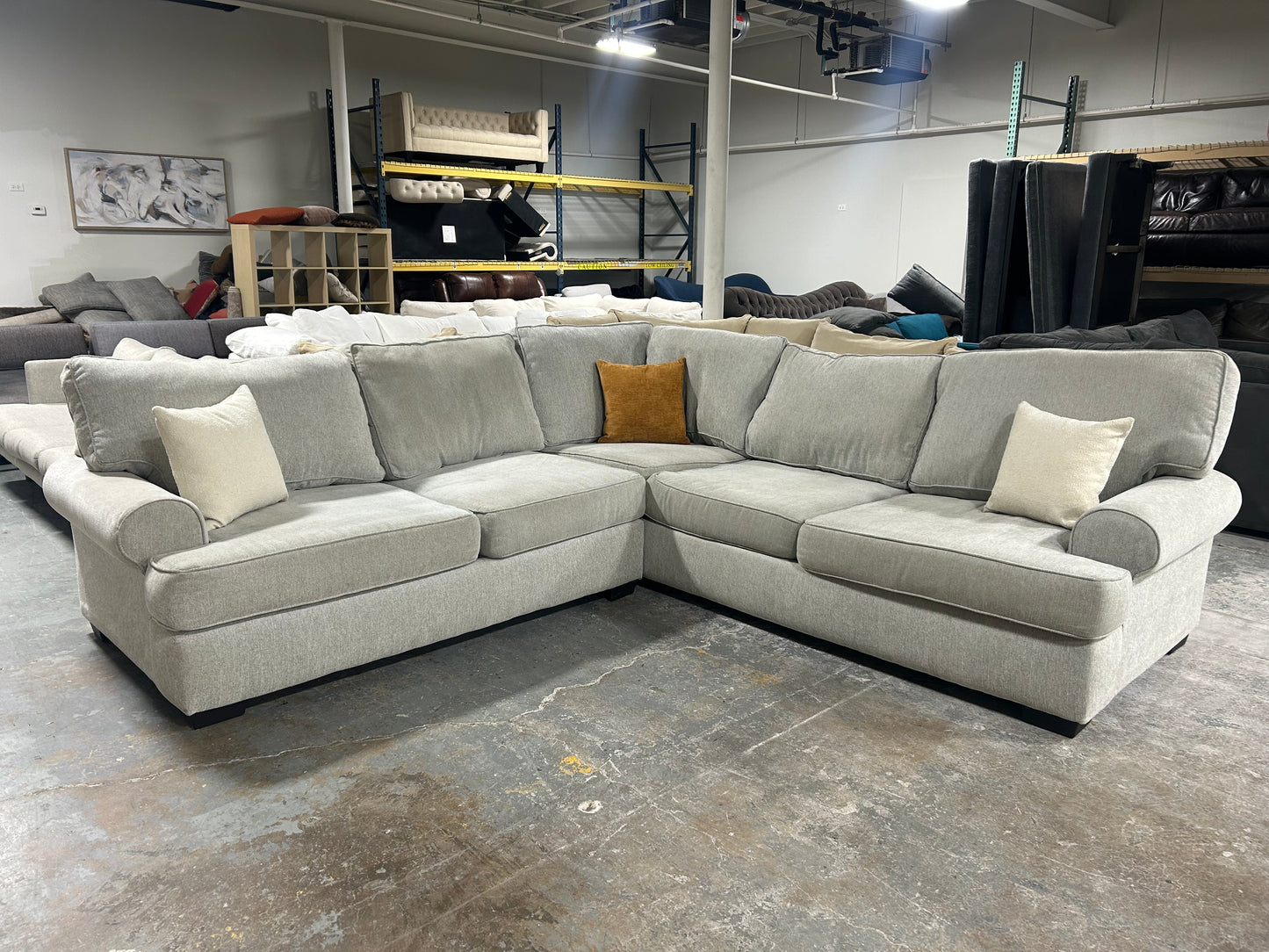 Contemporary Light Gray L-Shaped Sectional