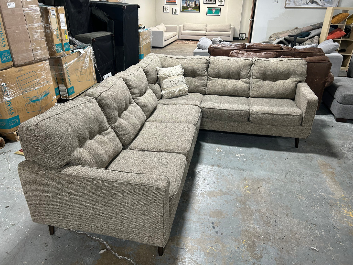 3-Pc Taupe MCM Sectional