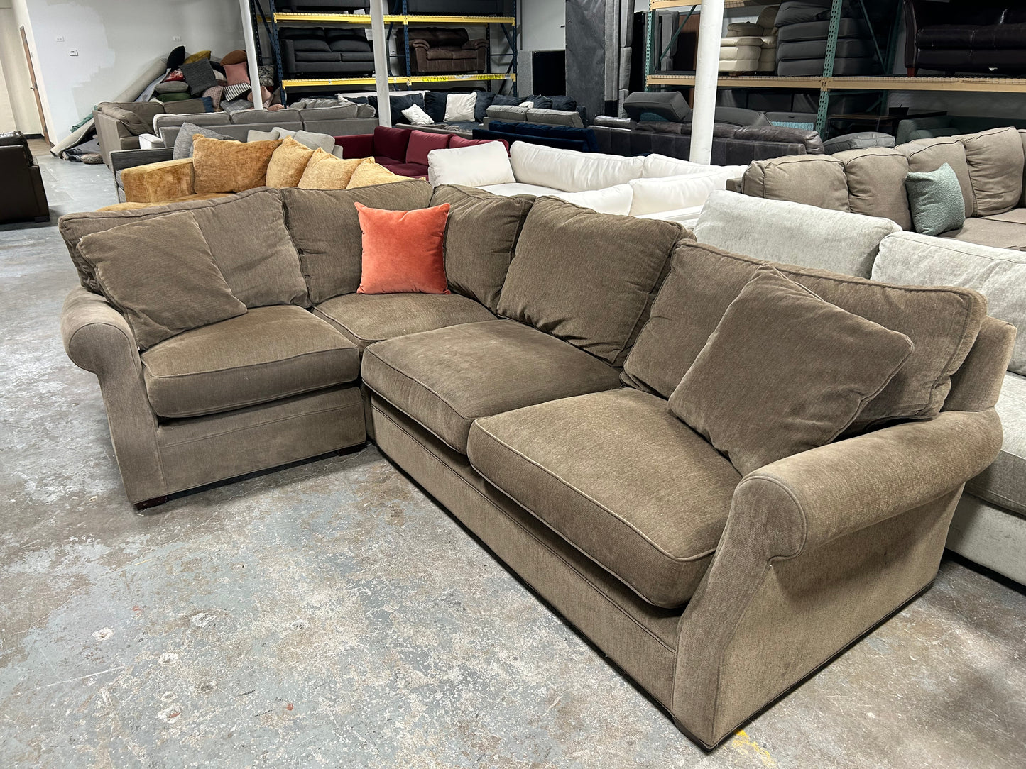 3-Pc Arhaus Brown Camden Collection Sectional