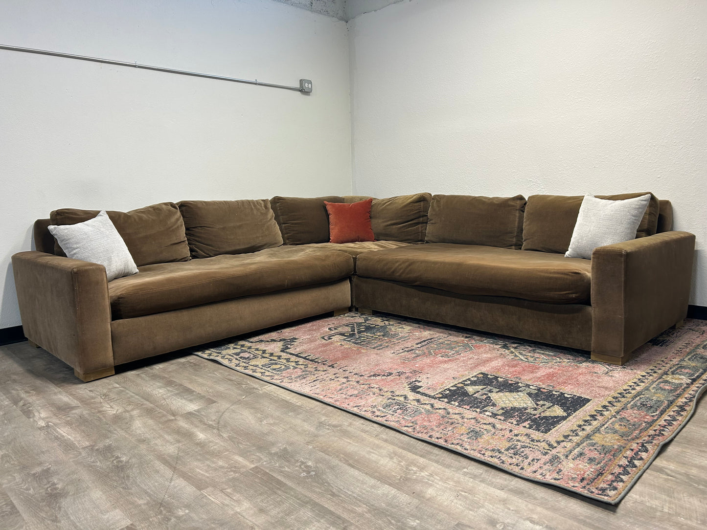 Restoration Hardware 3-Pc Bronze Maxwell Sectional