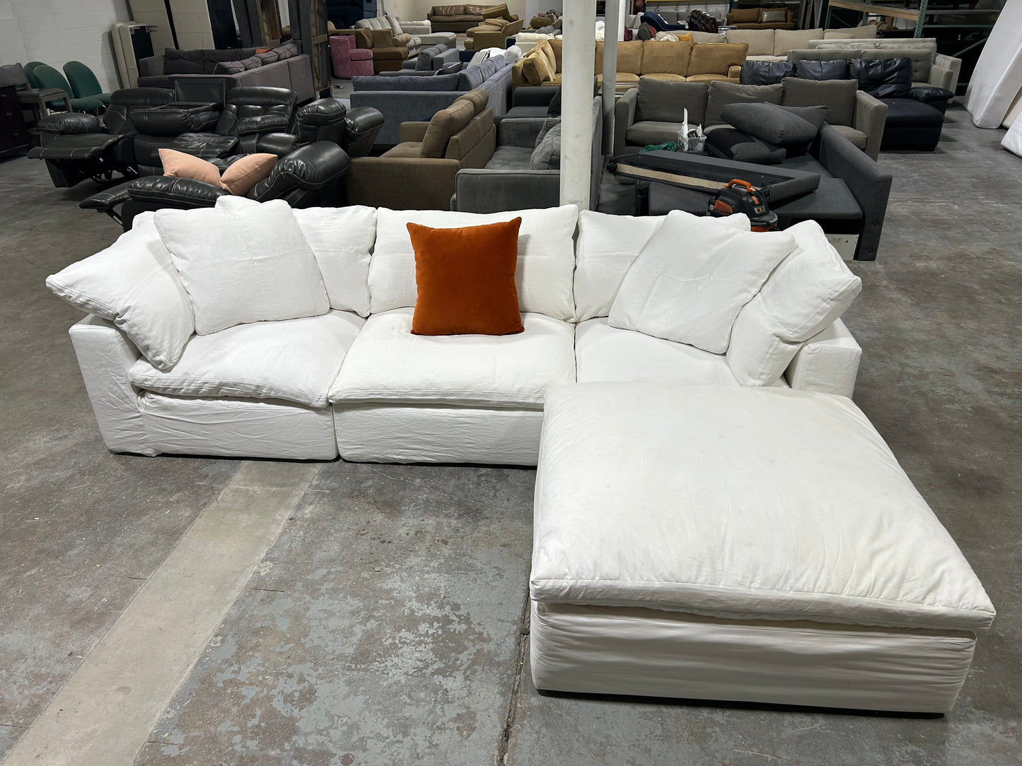 Restoration Hardware 4-Pc White Cloud Sectional w/BRAND-NEW Covers