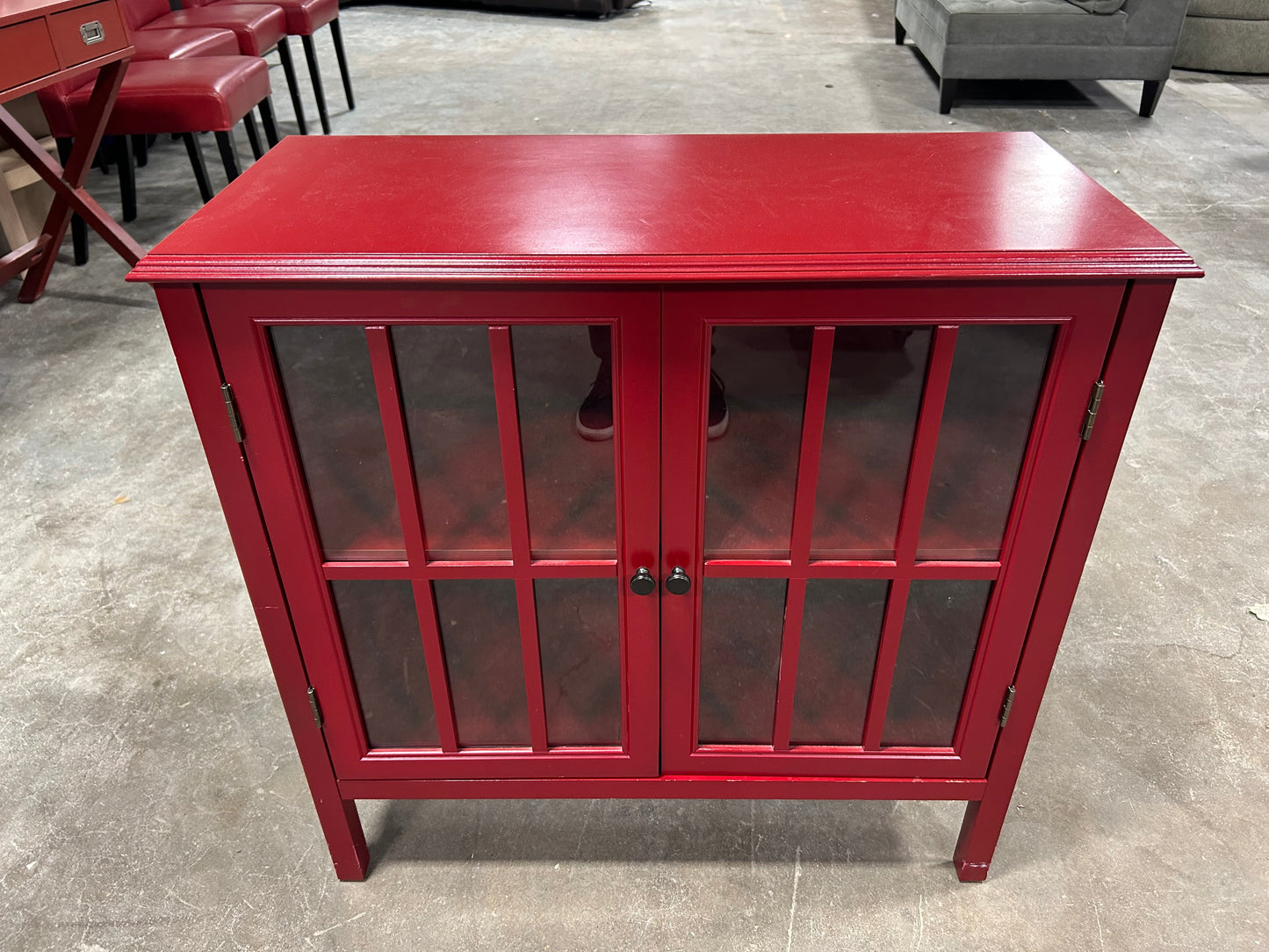 Contemporary Red Wooden Credenza