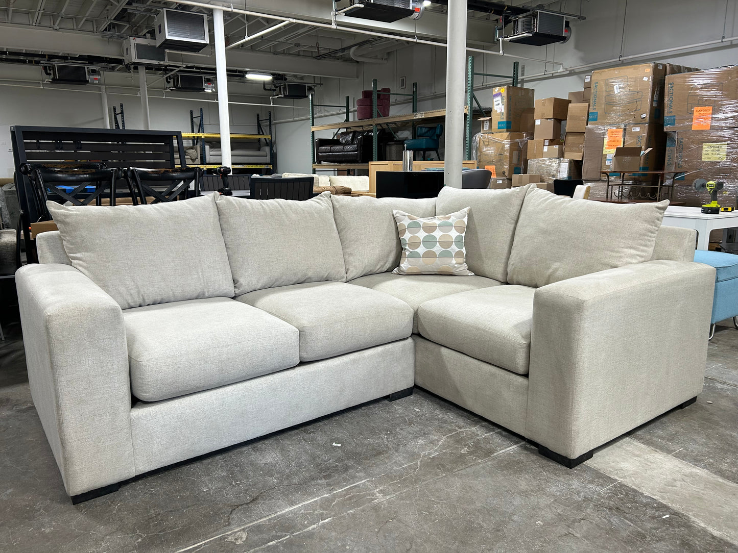 Contemporary 2-Pc Beige Sectional
