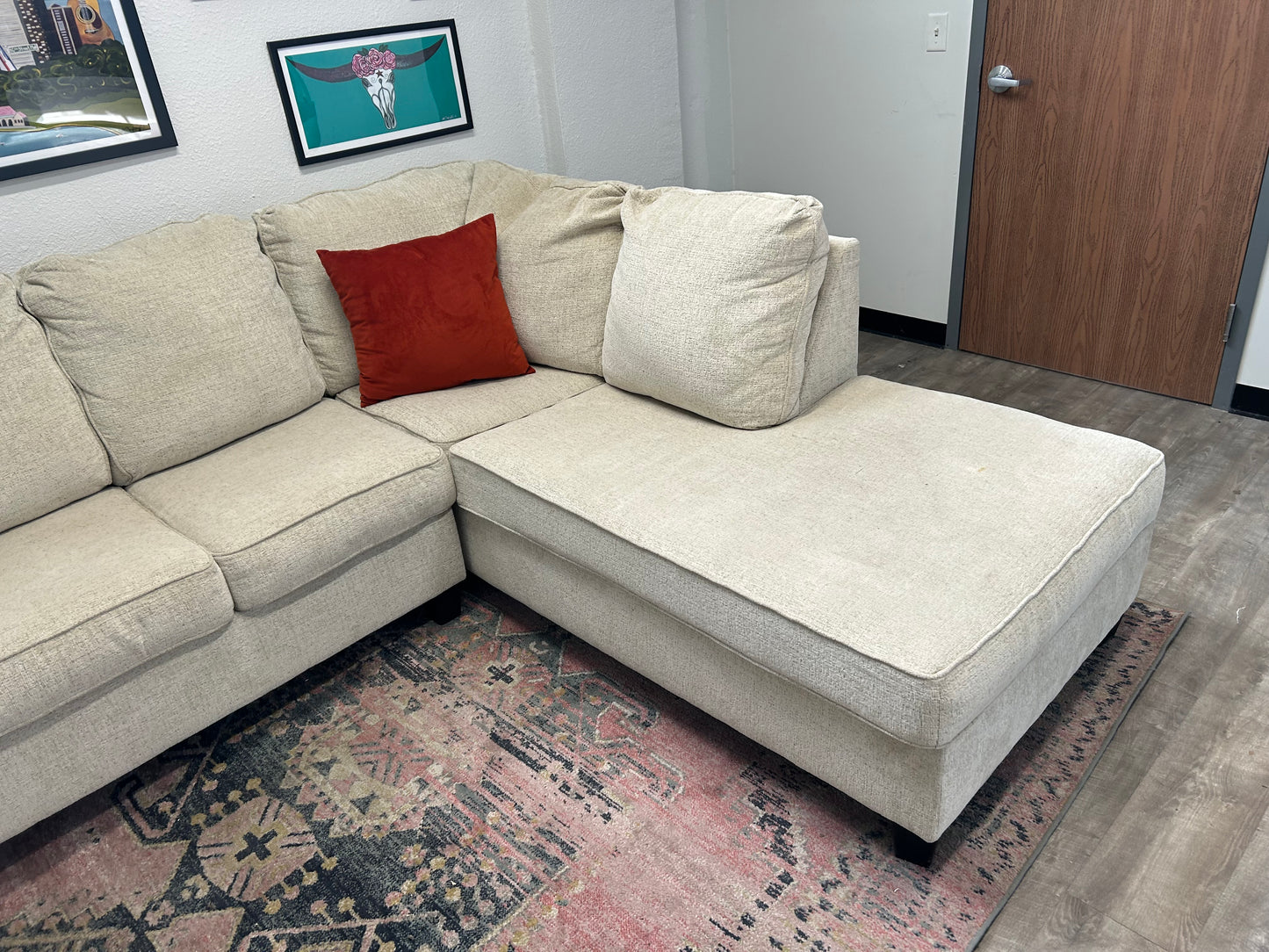 Contemporary Sky Grey Chaise Sectional