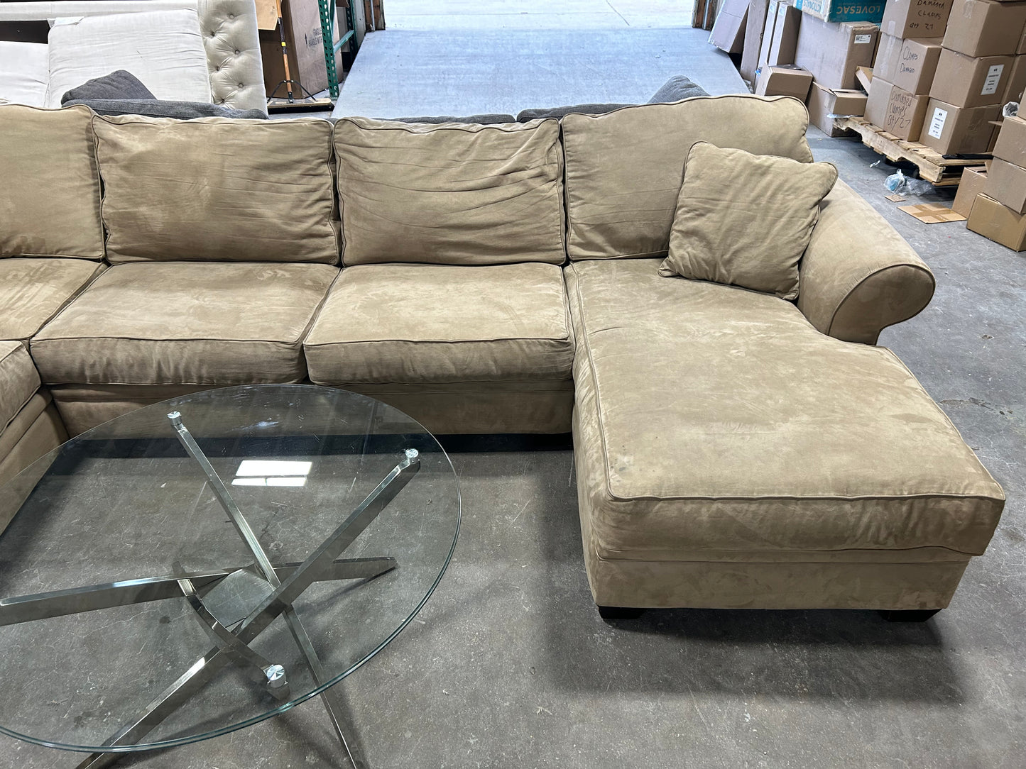 Jonathan Louis Large 3-Pc Brown Chaise Sectional