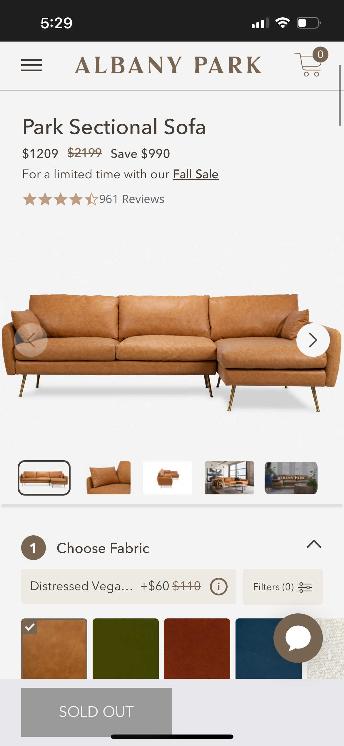 Albany Park Leather Park Sectional