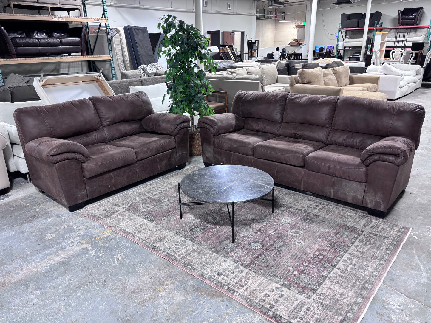 Brown Microsuede Sofa & Loveseat Set