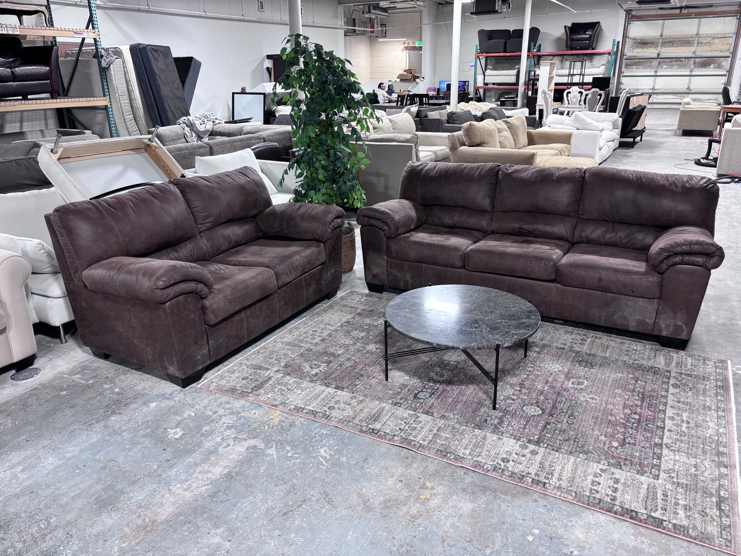 Brown Microsuede Sofa & Loveseat Set
