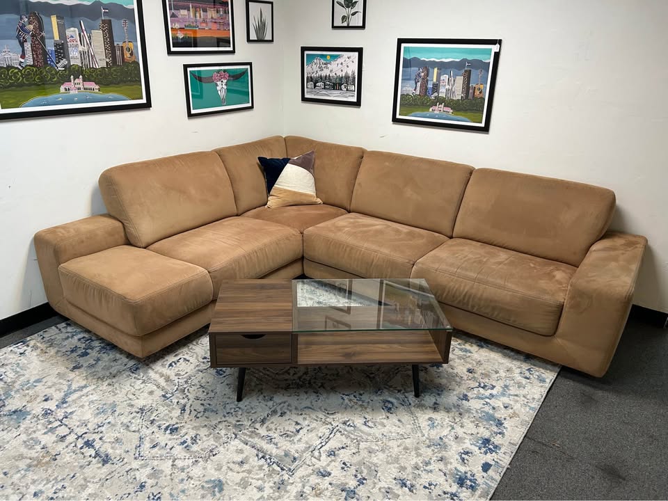 W. Schillig Orange Sherbet L-Shaped Chaise Sectional