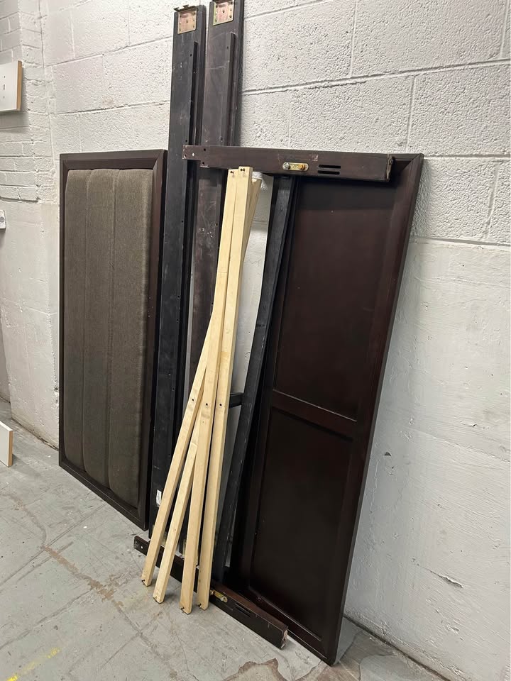 Dark Brown Wooden Queen Bed Frame