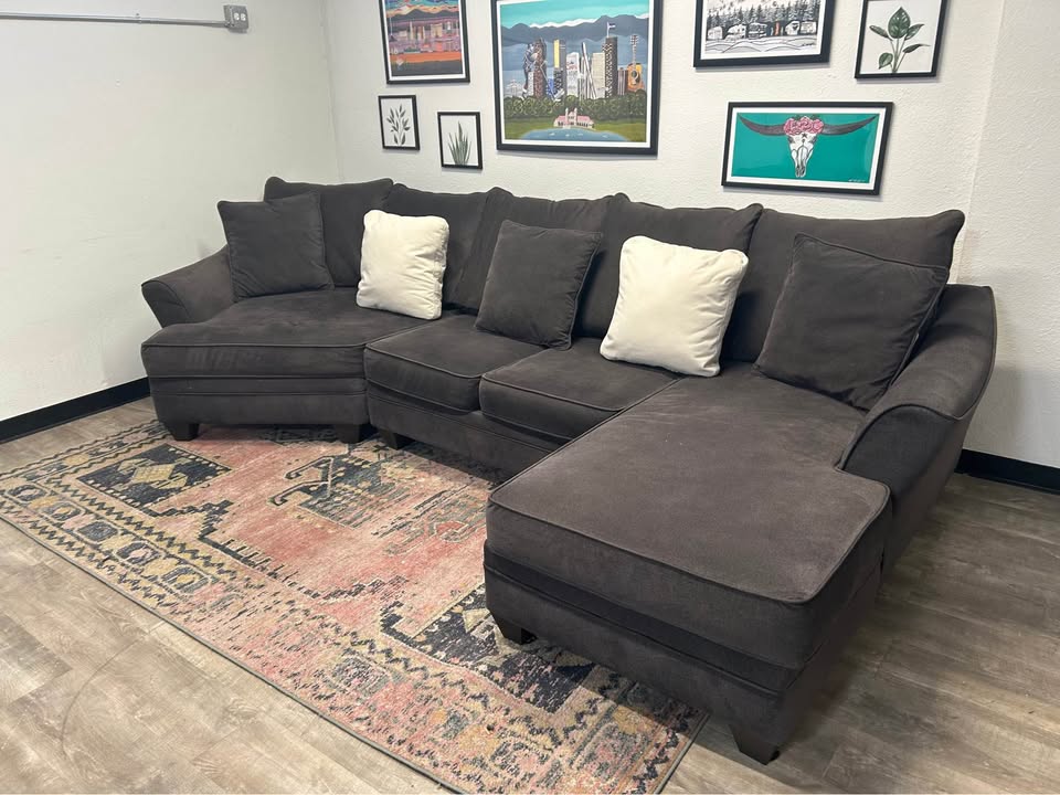 Contemporary Dark Gray Cuddler Chaise Sectional