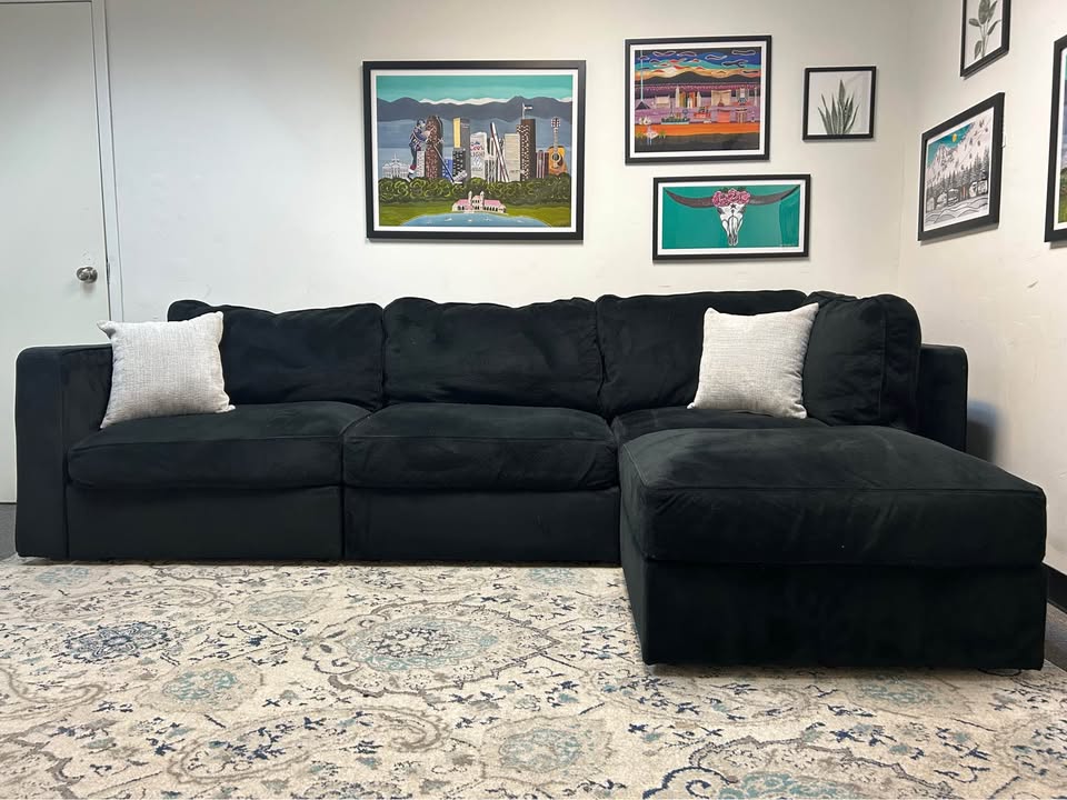 Obsidian Black Velvet LoveSac Sectional