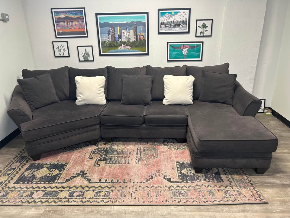 Contemporary Dark Gray Cuddler Chaise Sectional