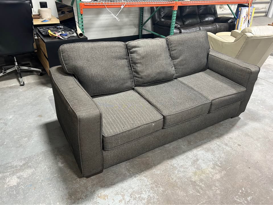 Modern Charcoal Herringbone Sofa