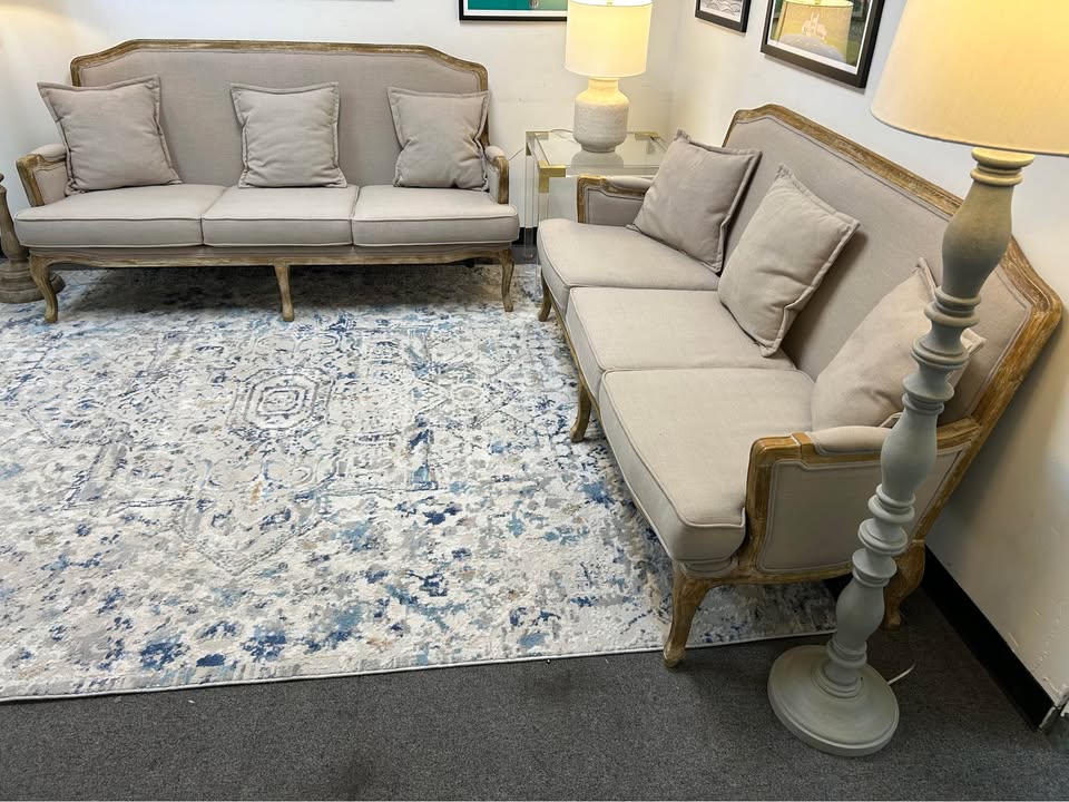 2-Piece Baxton Studio Gray Constanza Classic French Sofa Set