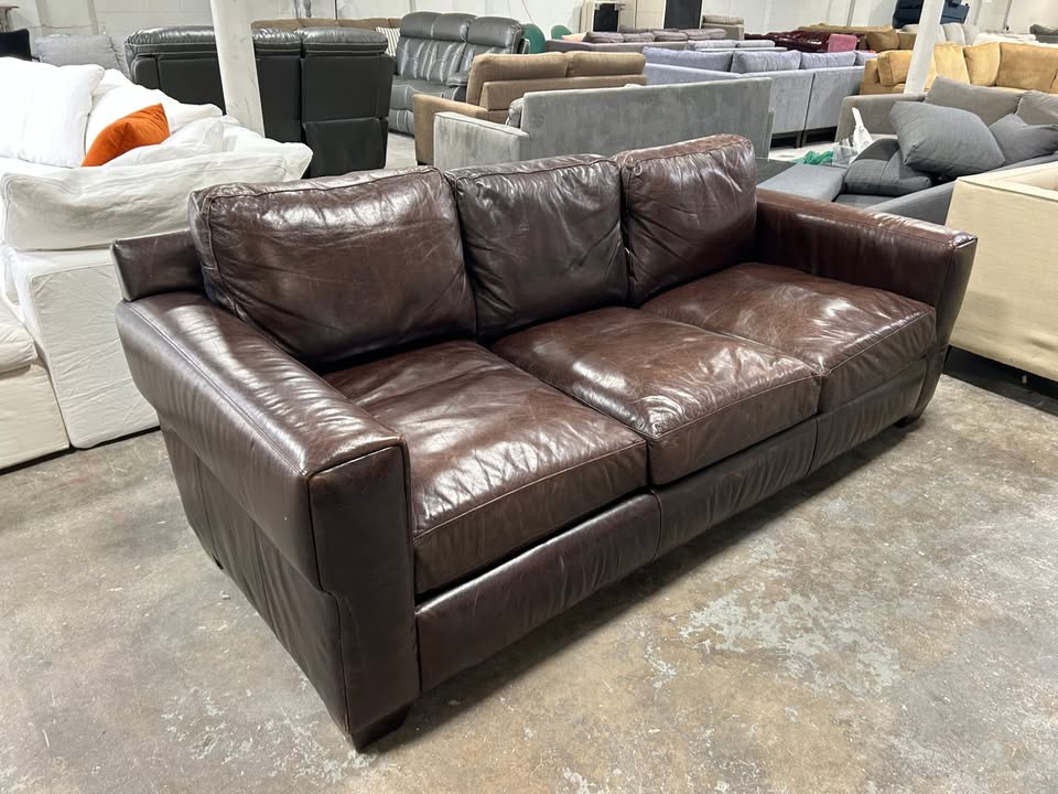 Bernhardt Dark Brown Leather 94'' Dawkins Sofa