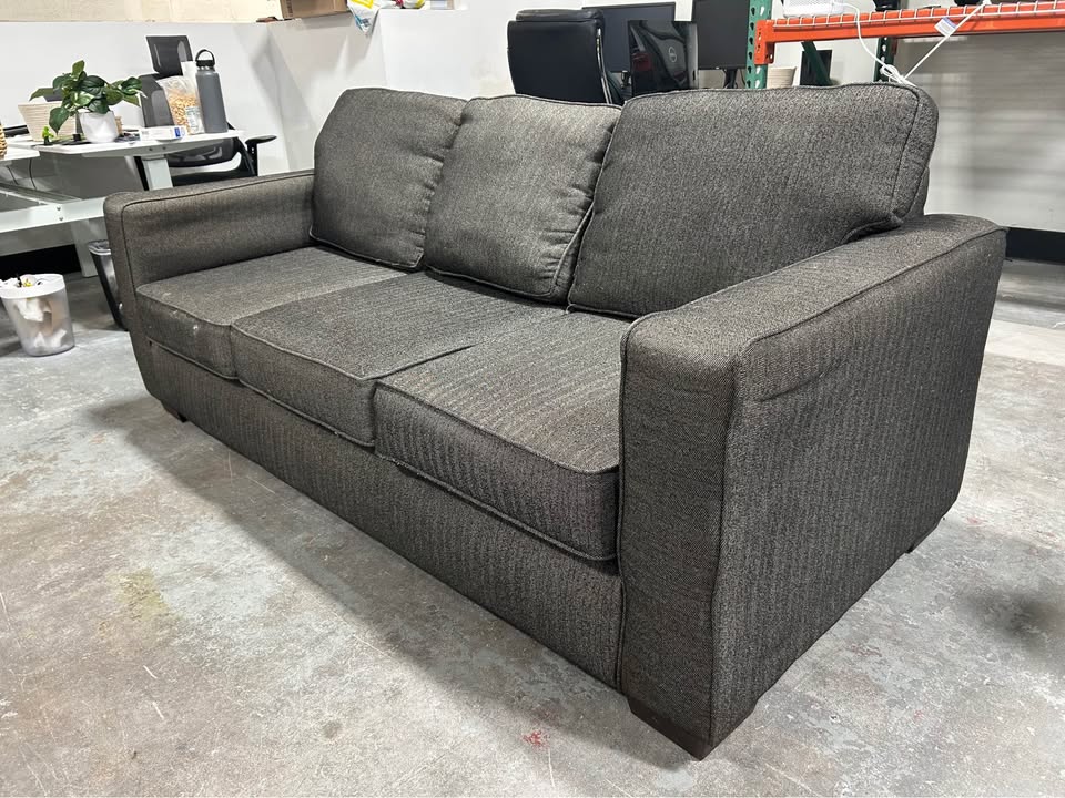 Modern Charcoal Herringbone Sofa