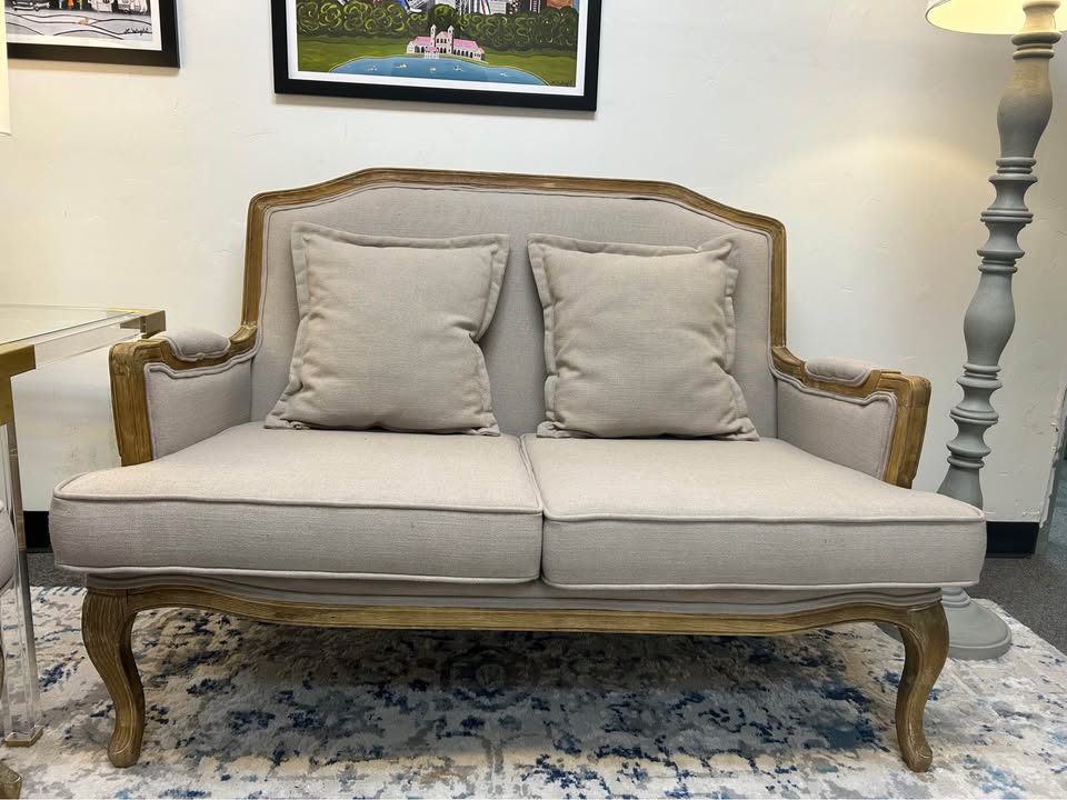 2-Piece Baxton Studio Gray Constanza Classic French Sofa And Loveseat Set