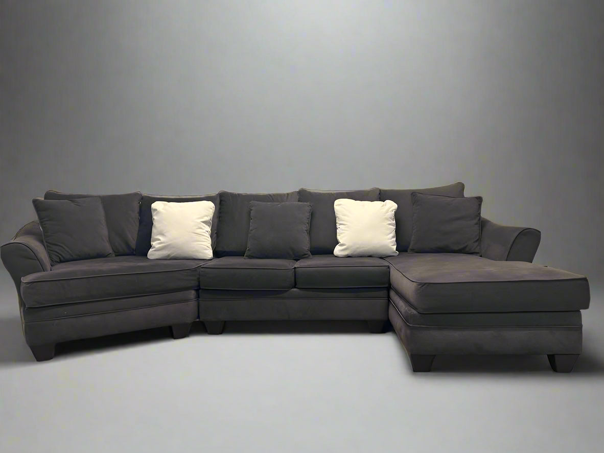 Contemporary Dark Gray Cuddler Chaise Sectional