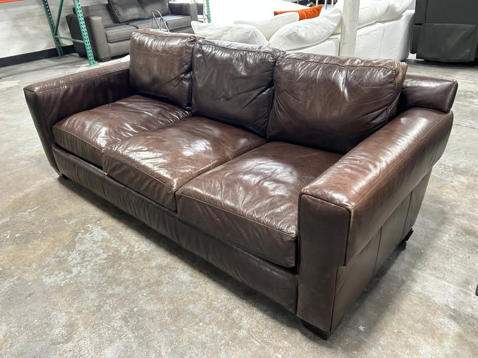 Bernhardt Dark Brown Leather 94'' Dawkins Sofa