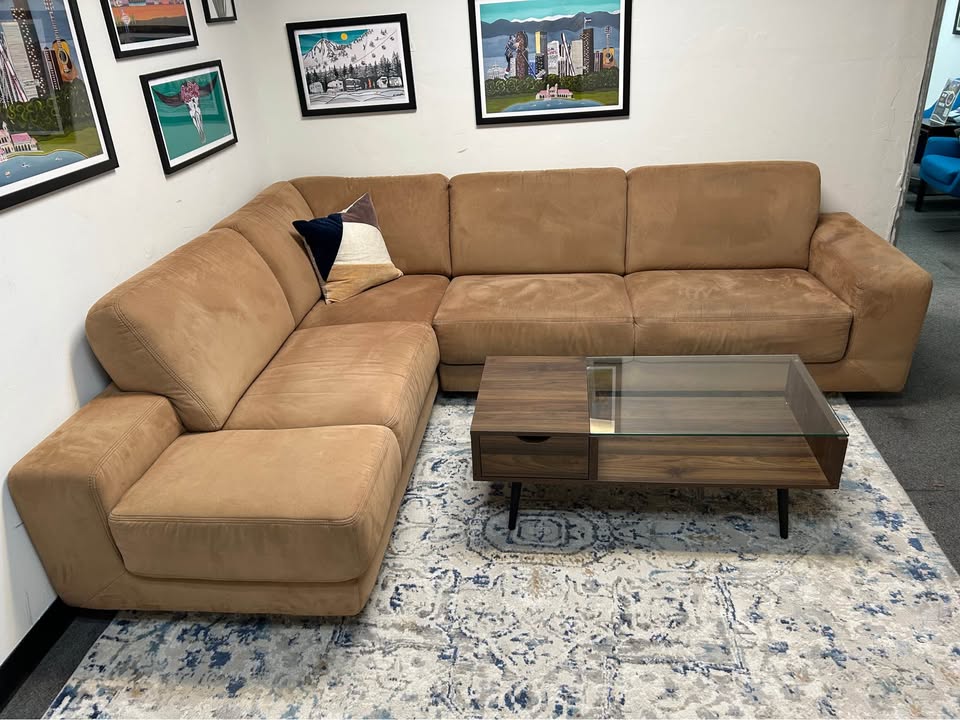 W. Schillig Orange Sherbet L-Shaped Chaise Sectional
