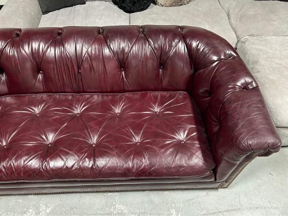 1989 Aubergine Leather MCM Chesterfield Sofa