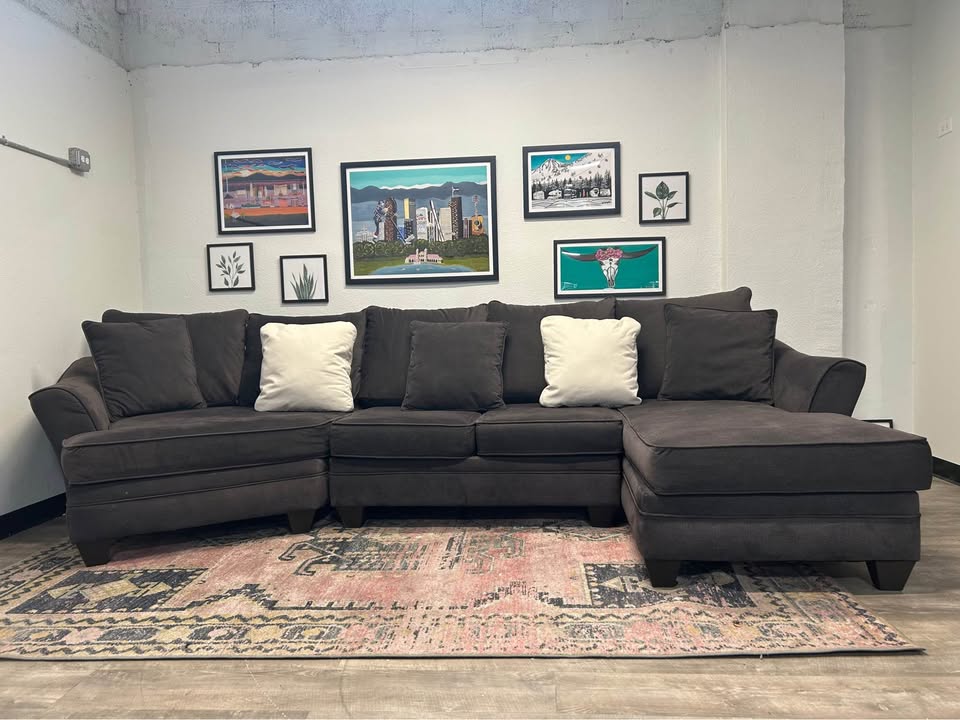 Contemporary Dark Gray Cuddler Chaise Sectional