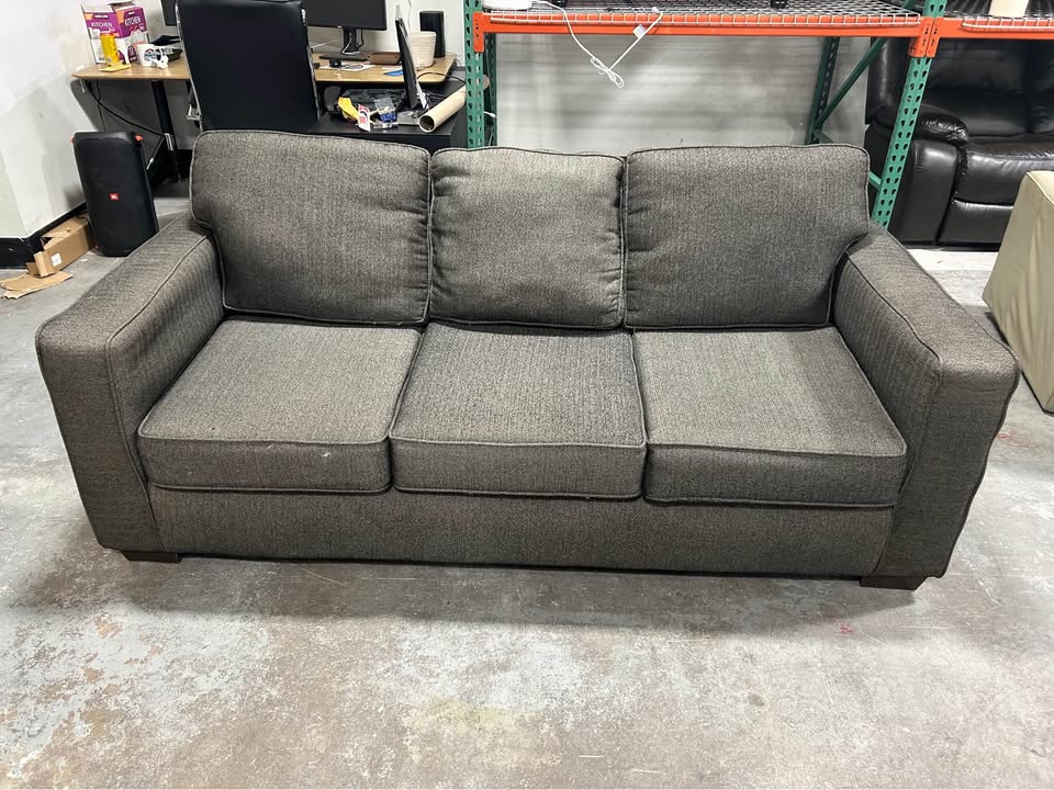 Modern Charcoal Herringbone Sofa